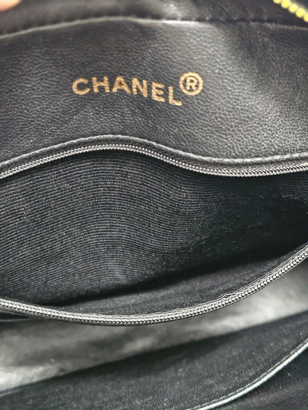 AUTHENTIC Vintage Chanel Black Chevron Leather Tassel Camera Bag (3-Series)